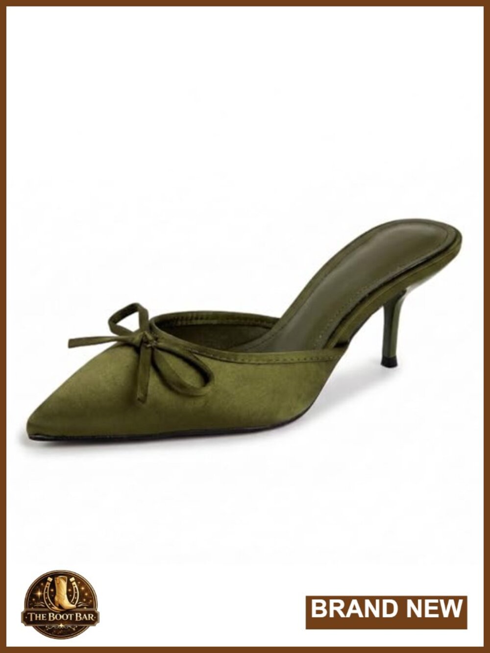Satin Bow Pointed Toe Stiletto Dress Mules Kitten Heels Slip On Pumps